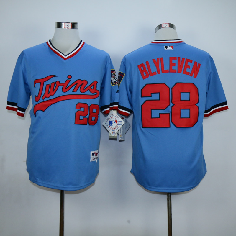 Men Minnesota Twins #28 Blyleven Blue Throwback MLB Jerseys